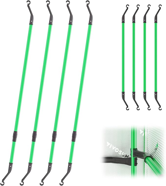 Grow Tent High CFM Kit, Green Pole Range of 24"-48", Suitable for 2'x2', 3'x3', 4'x2' and 4'x4'Grow Tent, 4-Pack