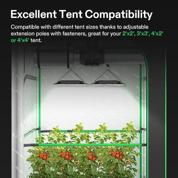 Grow Tent High CFM Kit, Green Pole Range of 24"-48", Suitable for 2'x2', 3'x3', 4'x2' and 4'x4'Grow Tent, 4-Pack - Image 4