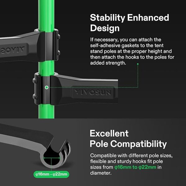 Grow Tent High CFM Kit, Green Pole Range of 24"-48", Suitable for 2'x2', 3'x3', 4'x2' and 4'x4'Grow Tent, 4-Pack - Image 3