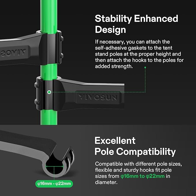 Grow Tent High CFM Kit, Green Pole Range of 24"-48", Suitable for 2'x2', 3'x3', 4'x2' and 4'x4'Grow Tent, 4-Pack - Image 3