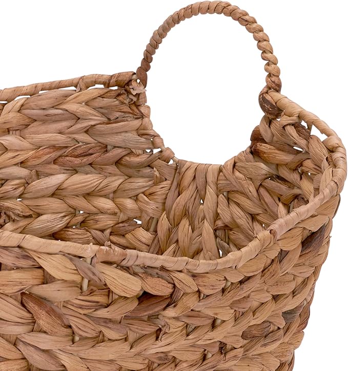 Household Essentials ML-4002 Tall Water Hyacinth Wicker Basket with Handles | Natural, Brown, Natural - Image 4