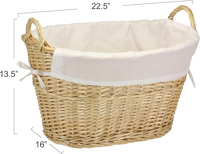 Household Essentials Wicker Laundry Basket with Handles, Handwoven Willow, Removable and Washable Liner, Great for Carrying Laundry or Storing Linens - Image 3