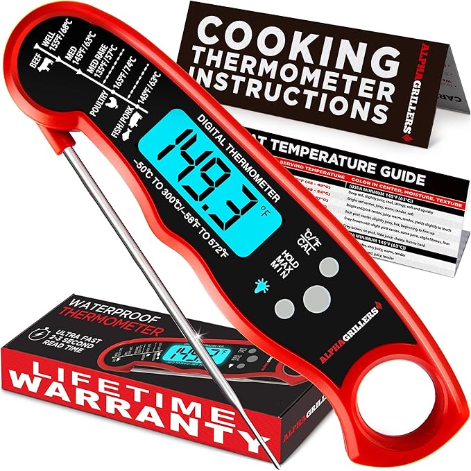 Meat Thermometer Digital - Instant Read Food Thermometer for Cooking Grilling Air Fryer Griddle Probe Kitchen Gadgets Essentials BBQ Accessories Grill Gifts for Men Him Dad Birthday