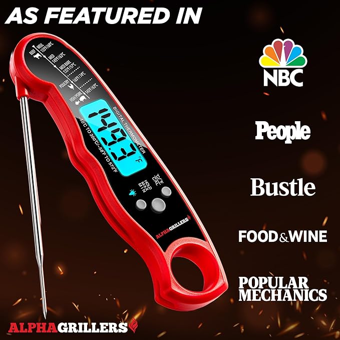 Meat Thermometer Digital - Instant Read Food Thermometer for Cooking Grilling Air Fryer Griddle Probe Kitchen Gadgets Essentials BBQ Accessories Grill Gifts for Men Him Dad Birthday - Image 3