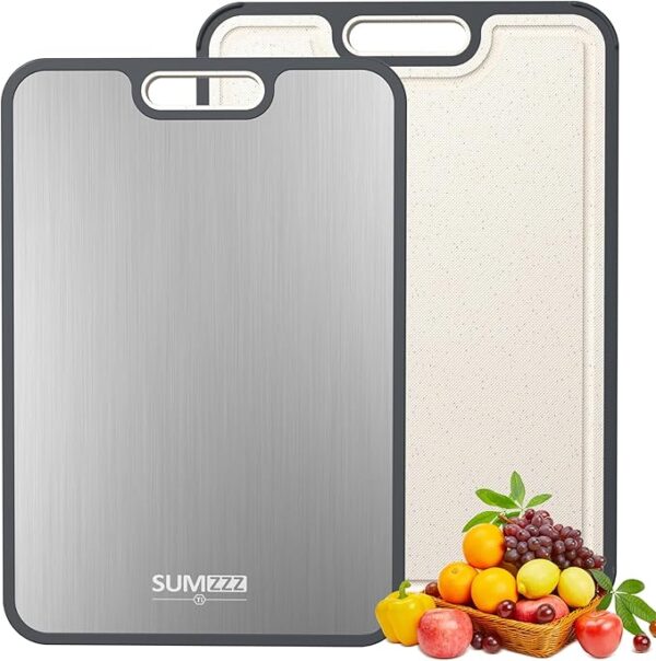 Titanium Cutting Board for Kitchen, Cutting Board Double Sided Food Grade, Pure Titanium and Wheat Straw PP, Easy to Clean Large Size 16”×11” - Image 4