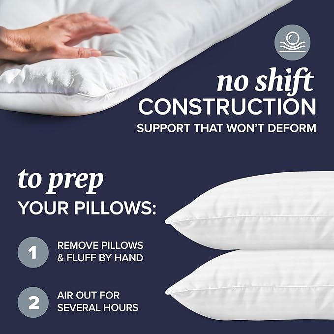 ed Pillows Standard/Queen Size Set of 2 - Original Down Alternative Pillow for Sleeping - Bedding for Back, Stomach or Side Sleepers - Image 2